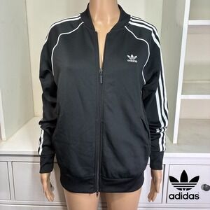 Adidas Originals Superstar Track Jacket Black White Primeblue Womens M